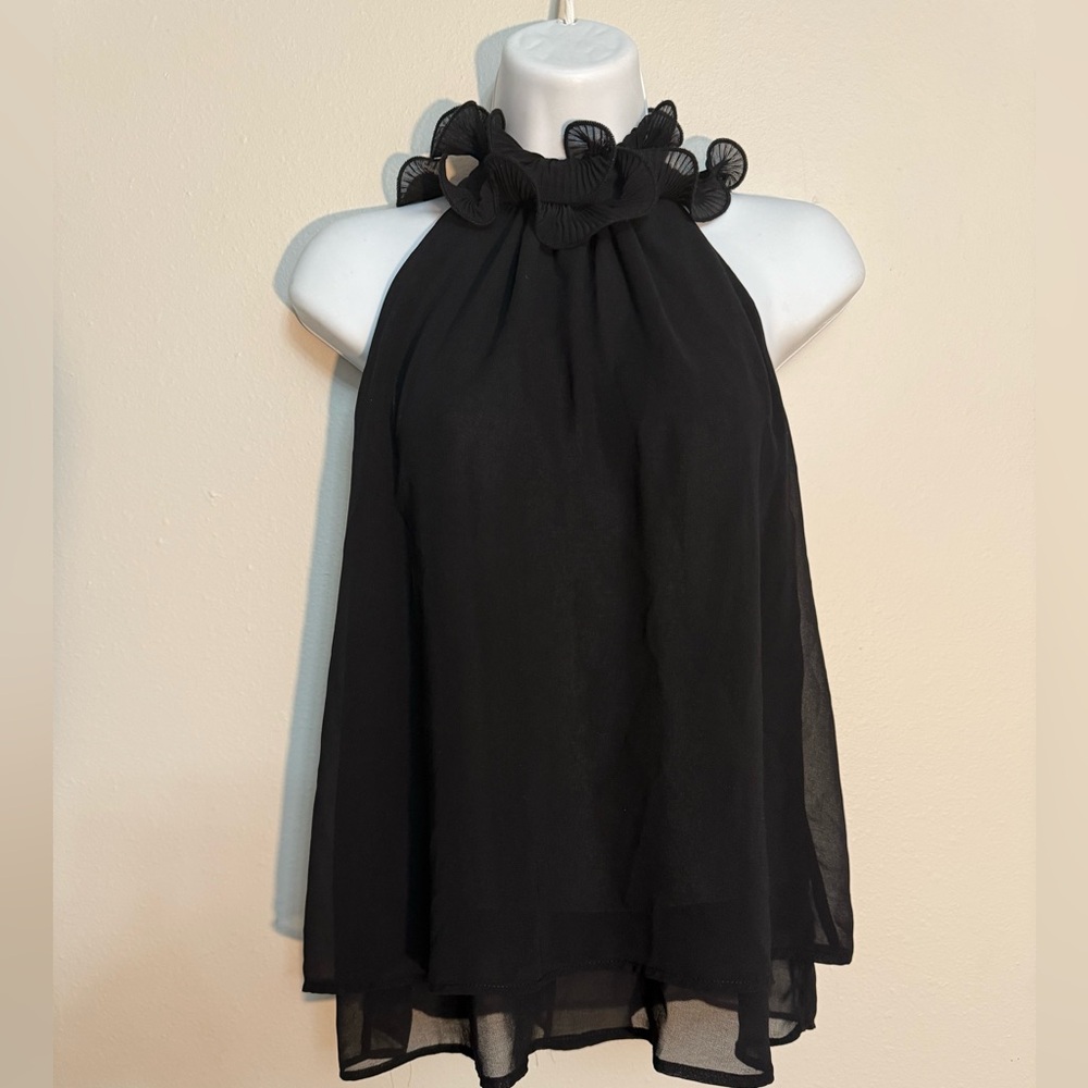 Zara Black Ruffle Halter Top